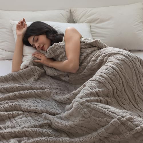COOVA Taupe Fleece King Blanket for Bed - Super Soft Cozy Plush Fuzzy