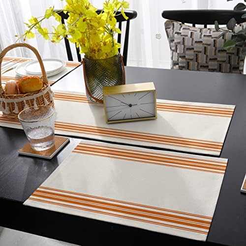 Farmhouse Stripes Table Mats Set of 4 With Table Runner 90 Inches