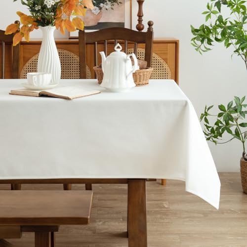 MikiUp Faux Linen Tablecloth - Slubby Textured Weaves Table Cloth for