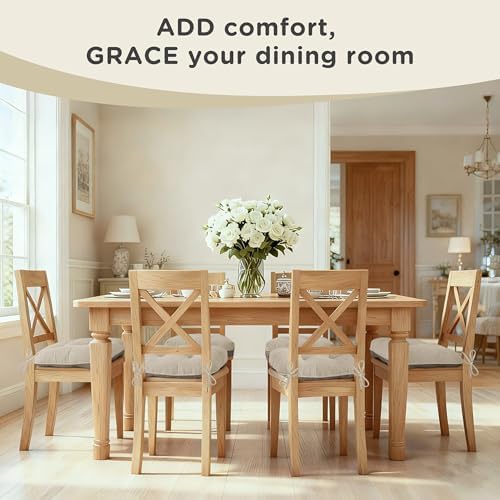 AddGrace Dining Chair Cushions Set of 4 Non-Slip 18"x16"x3" Cream