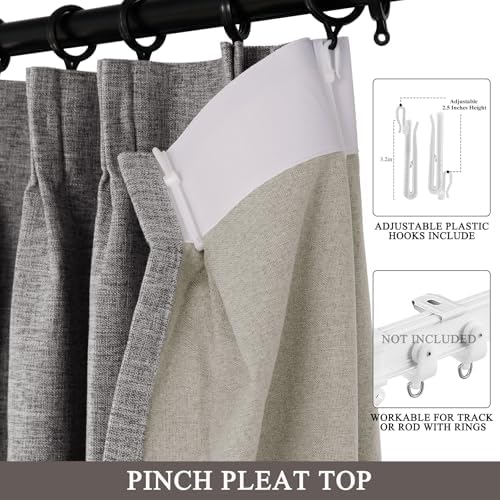 Fcosie Total Blackout Thermal Curtains 84 Inches Long Linen Texture