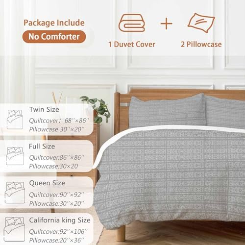 Gray Boho Bedding Duvet Cover Full Size - 1 Quilt Cover 86x90 Inches