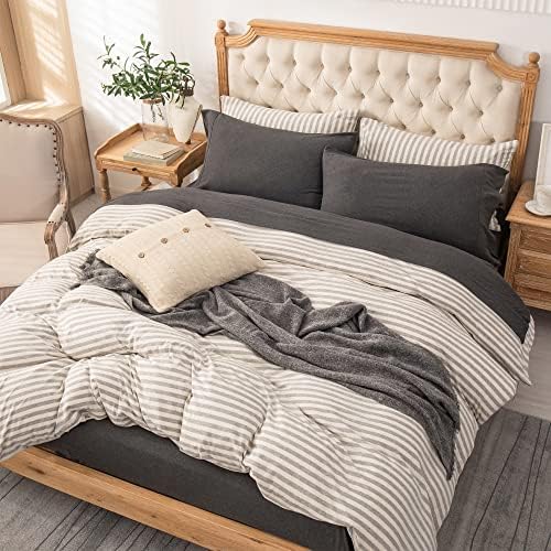PURE ERA Jersey Knit 4pc Bed Sheet Set 100% T-Shirt Heather Cotton
