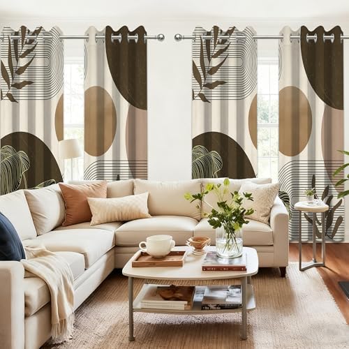Brown and Beige Blackout Curtains, Light Brown Tan Taupe Boho Mid
