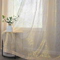 Taupe Sheer Curtains with Gold Foil Dots, Grommet, 2 Panels