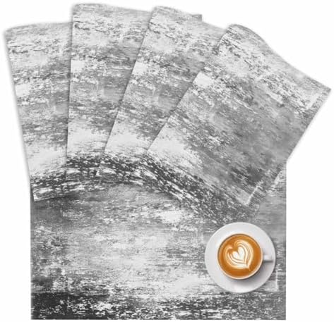 Placemats Set of 8, Retro Gray Shabby Texture Table Mats Washable