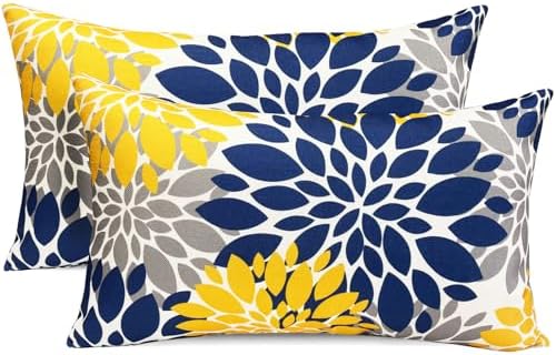 Decorative Throw Pillow Covers Set of 2 Blue Yellow pillow covers