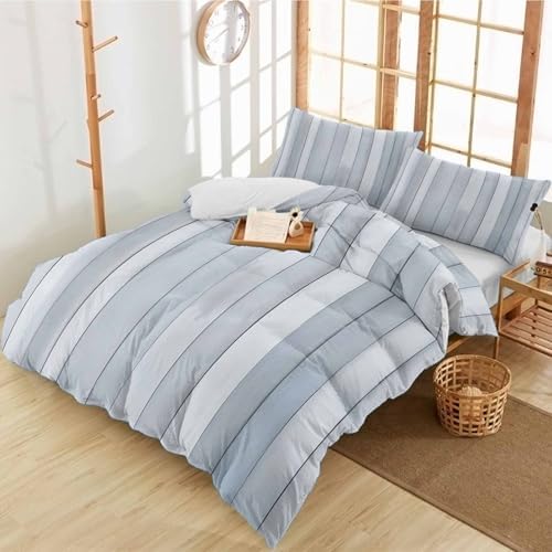 Duvet Cover Set Queen, Grey White Wood Grain 3 Piece Bedding Set