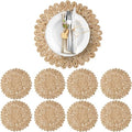 13.8" Set of 8 Corn Husk Woven Round Placemats by DaiVuCrafts