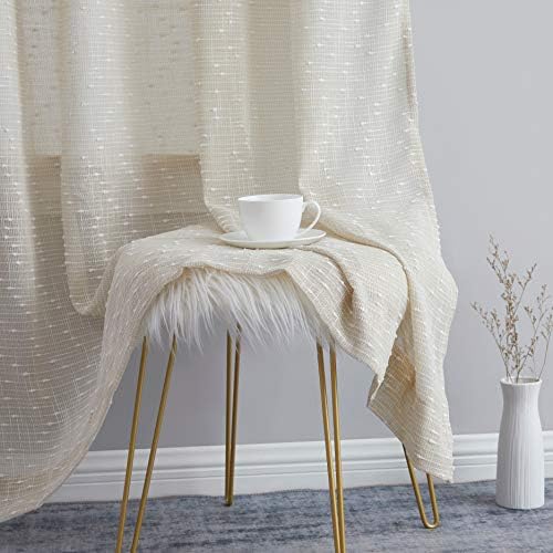 HLC.ME Emily Faux Linen Semi Sheer Light Filtering Transparent Back