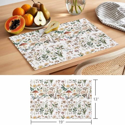 Placemats Set of 8, Pastoral Botanical Woven Placemat, Linen Place