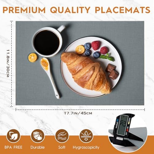 Placemats Set of 6 Linen Type Fabric Cloth Placemats, 18x12 Inch