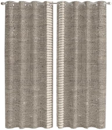 Farmhouse Grey Brown Window Curtains 96 Inch Length 2 Panels Set