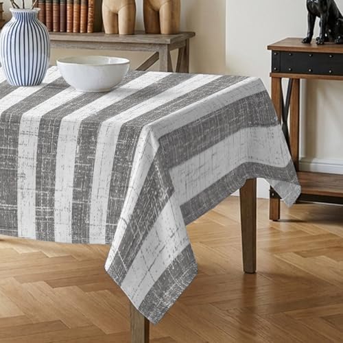 Farmhouse Gray Geometric Line Waterproof Tablecloth for Rectangle