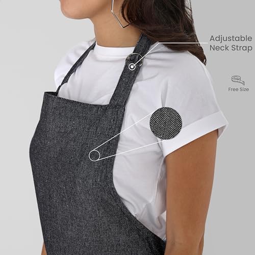 Chef Apron, Recycled Cotton Kitchen Apron with an Adjustable Neck with