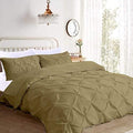 3 Pc- Duvet Cover Set, Zipper Closure, Full/Queen, Taupe Solid.