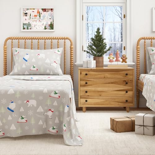 Great Bay Home Christmas Flannel Sheet Set King Size - 100% Turkish