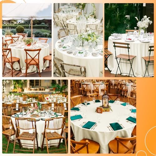 Pesonlook 12 Pack Ivory Round Tablecloth 90 Inch Circular Tablecloth