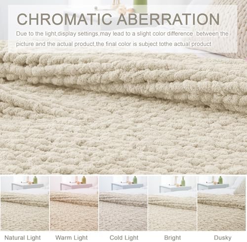 Chunky Knit Throw Blanket 50x60, 100% Handmade Chenille Yarn