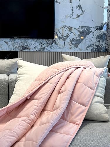 Sherpa Weighted Blanket for All Season,Both Sides Pink 10Lbs