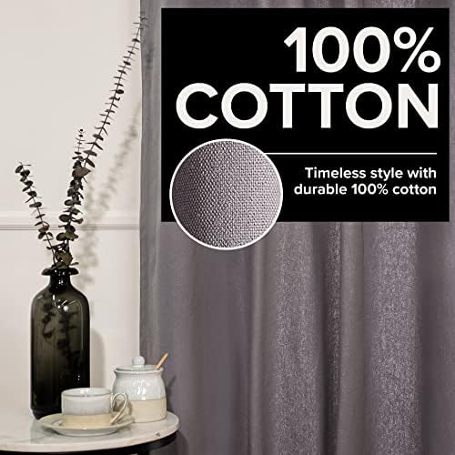 Home Fashion 100% Cotton Canvas Curtains Set of 2, 52" W x 63" L