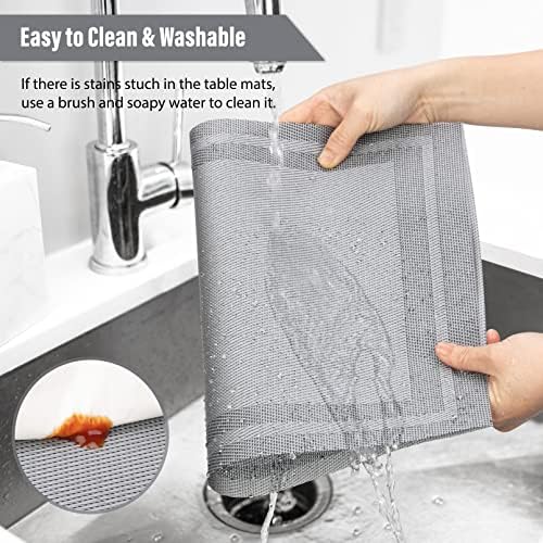Winknowl Placemats Set of 8,Heat Resistant Woven Vinyl Washable PVC