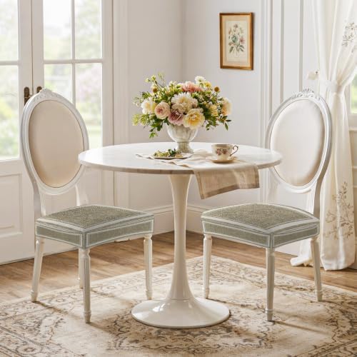 Beige Rustic Seat Covers for Dining Room Chairs, Farmhouse Neutral