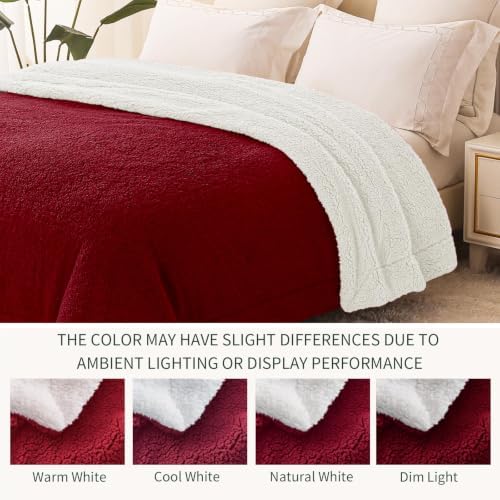 Exclusivo Mezcla Reversible Sherpa Fleece Blanket King Size, 90x104