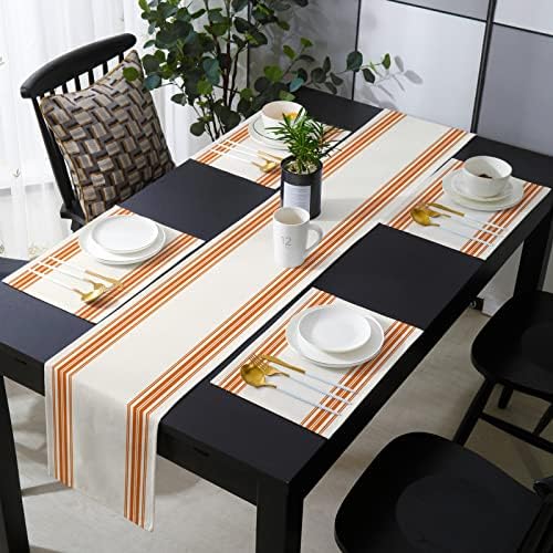 Farmhouse Stripes Table Mats Set of 4 With Table Runner 90 Inches