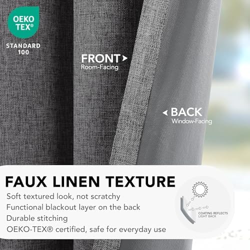 Deconovo Blackout Curtains for Bedroom, Living Room 63 Inch Long 2