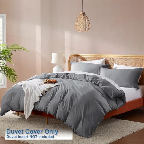 Nestl Grey Duvet Cover Twin XL, Soft 2-Piece Twin XL Set