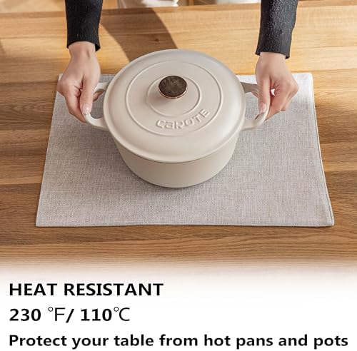 Demetex Placemats Set of 4 Grey Heat Resistant Linen Place Mats for