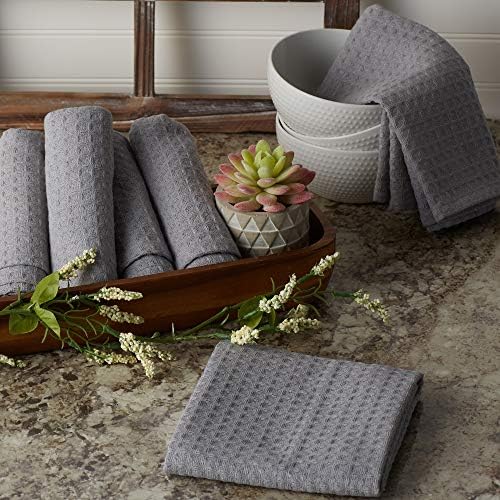 DII Recycled Cotton Kitchen Collection Dishtowel Set, 18x26, Gray