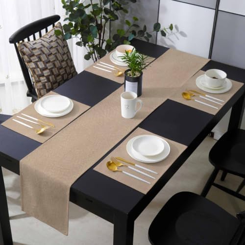 Solid Brown Table Runner and Placemats Set of 6 Solid Brown Mottling