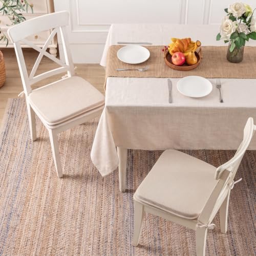 Mebakuk Chair Cushions Set of 4, Linen Textured Kitchen Chair Pads