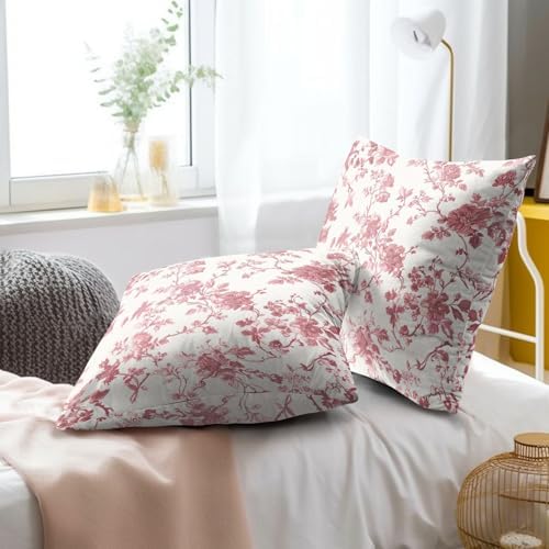 Dusty Rose Floral Pillow Covers 20x20 Inch Modern Neutral Dusty Rose