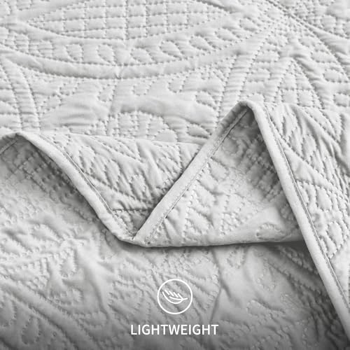 Love's cabin Quilts for Full Bed Light Grey Bedspreads Bedding Set