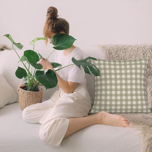 Green Buffalo Plaid Pillow Covers 18x18 Inch Pillowcase Set of 2