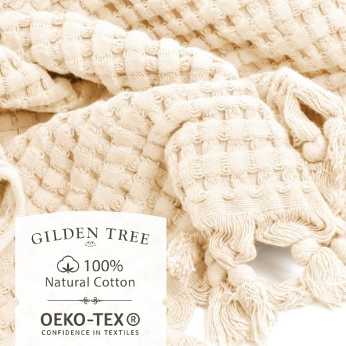 GILDEN TREE Decorative Waffle Hand Towels for Bathroom, 2 Pack (Cream)