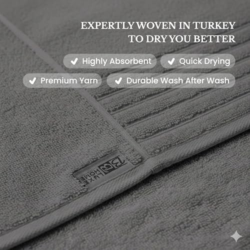 BW Luxe Home Bath Towel Set, 6-Piece, 100% Turkish Cotton, 600 GSM