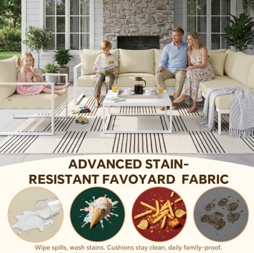 Favoyard Outdoor Chair Cushions Set, Beige, 24 x 24 x 4 inch