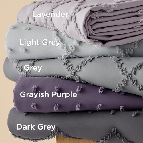 Bedsure Light Grey Boho Duvet Cover Queen, Soft Vintage Embroidery