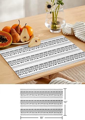Bohomia Table Mats Set of 4 With Table Runner 90 Inches Long,Cotton