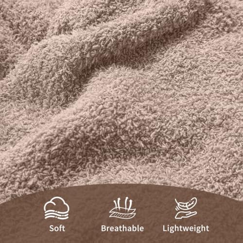 Knit Throw Blanket 50x60, Soft Fuzzy Fringe, Taupe