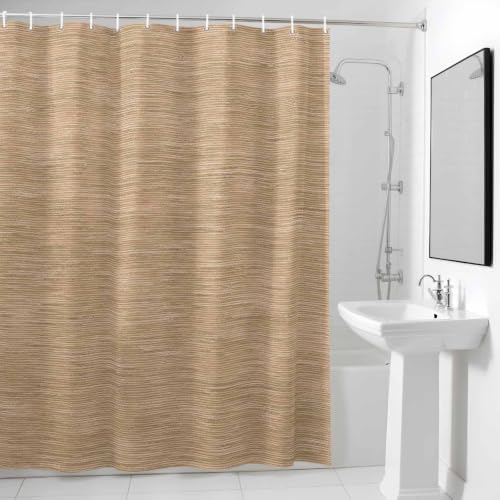 Light Khaki Shower Curtain, Rustic Minimalist Solid Color Linen