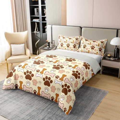 Erosebridal Cream Dog Paw Bedding Set Twin for Kids Girls Boys