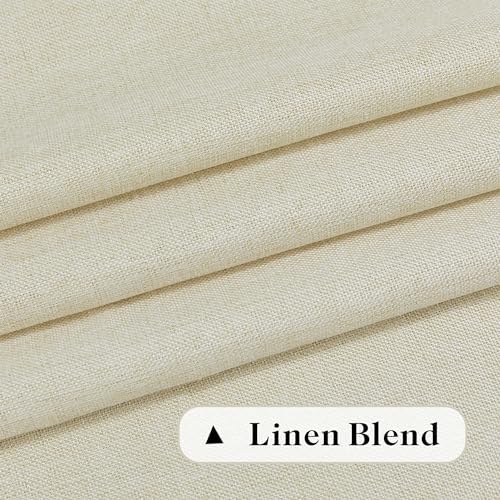DONREN Cream Linen Curtains 84 Inch Length for Bedroom 2 Panels Back