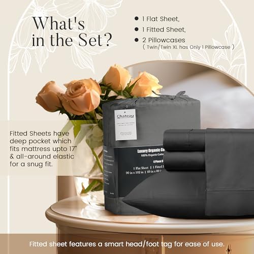 100% Cotton Sheets King Size Sheets Set with Fitted Sheet & Pillowcase