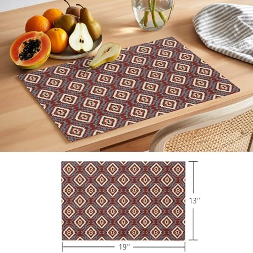 Round Placemats Set of 12 Neutral Geometric Place Mats Minimalist Boho