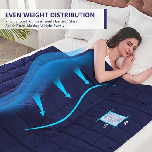 yescool Weighted Blanket for Adults 25lbs Queen Size, 60" x 80", Blue